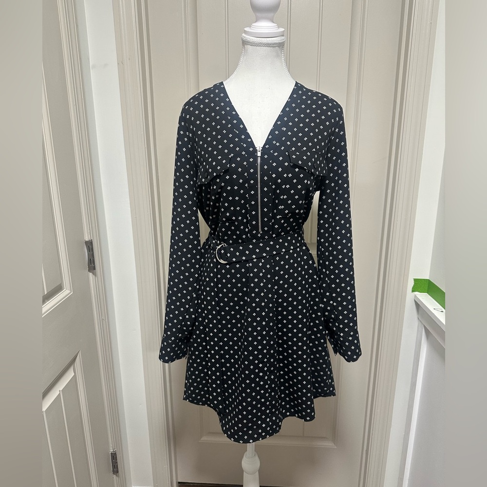 Express Black Dress with White Pattern